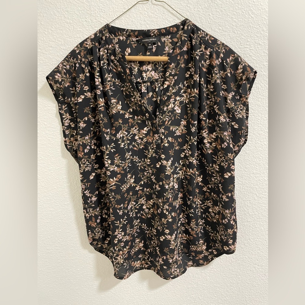 Banana Republic Black Floral Blouse
